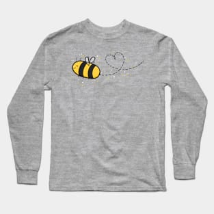 Cute Wholesome Bee doing a Heart Loop Dee Loop, Digital Illustration Long Sleeve T-Shirt